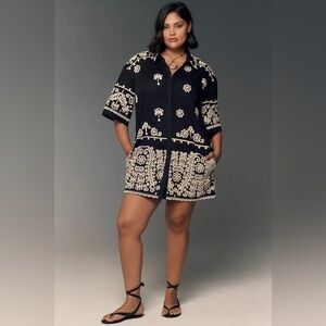 Maeve Short-Sleeve Collared Mini Shirt Dress